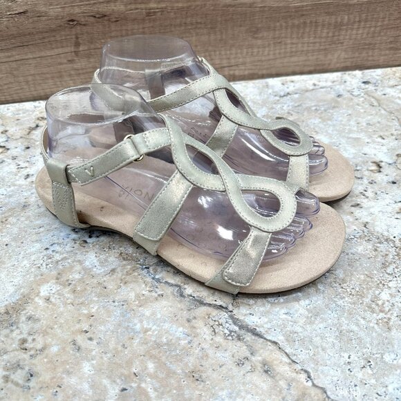 Vionic Sandals Womens Size 8 Gold Jodie TVW5391 Comfort Sling Back - Picture 1 of 13